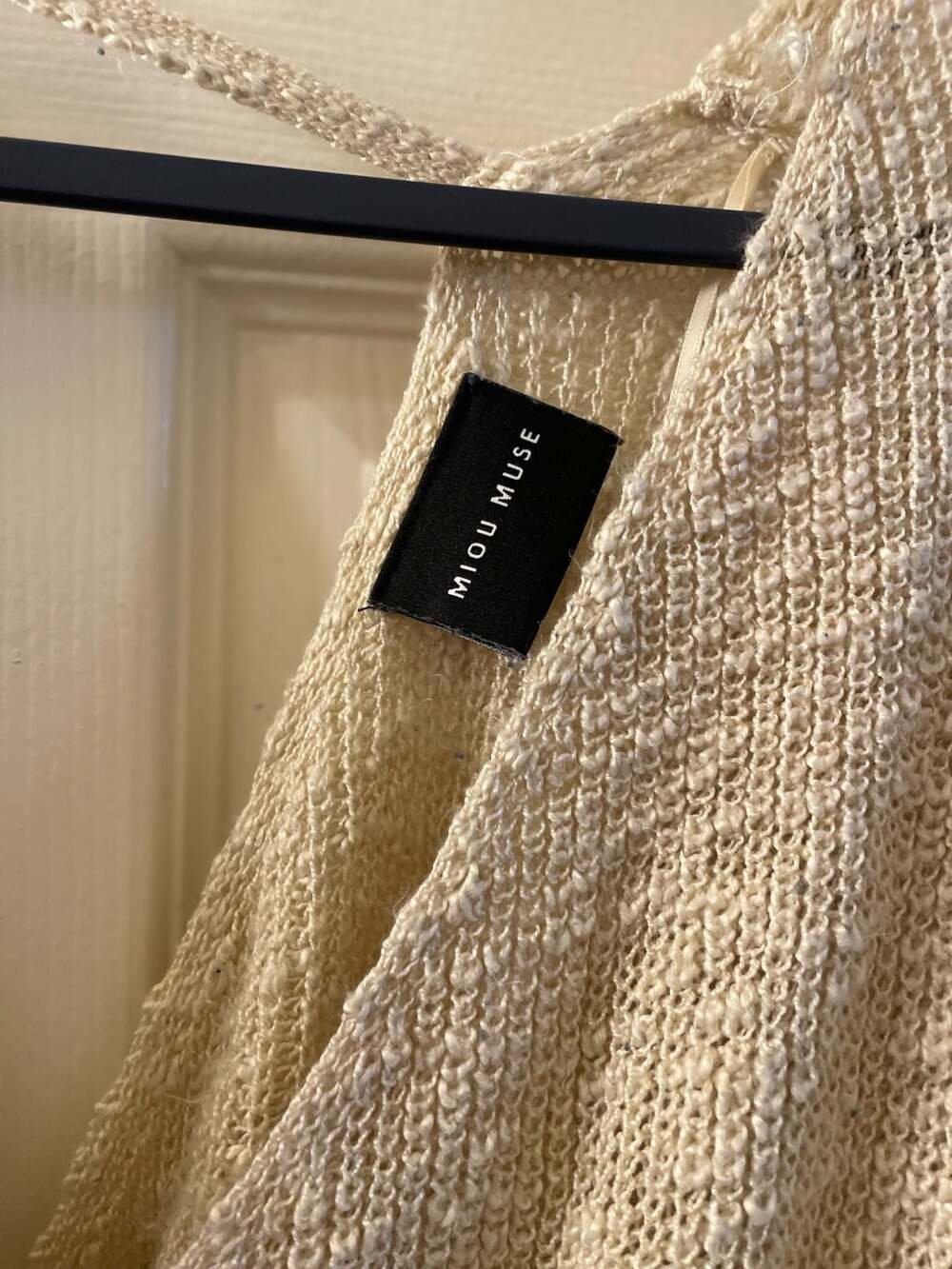 Miou Muse Beige Knit Long Sleeve Wrap Sweater - Picture 2 of 7